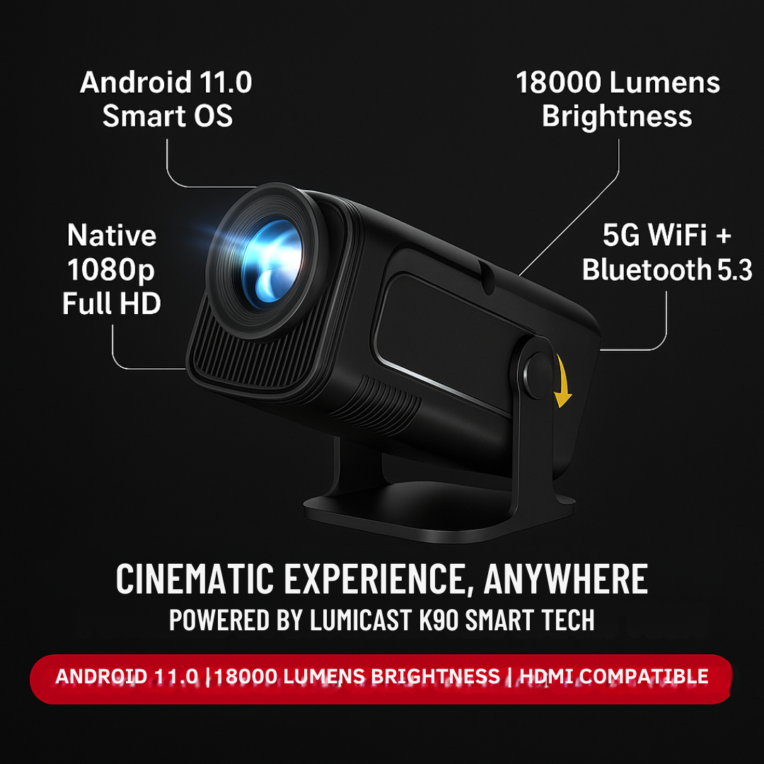 LumiCast K90 Smart Projector – Full HD 1080p with Android Support