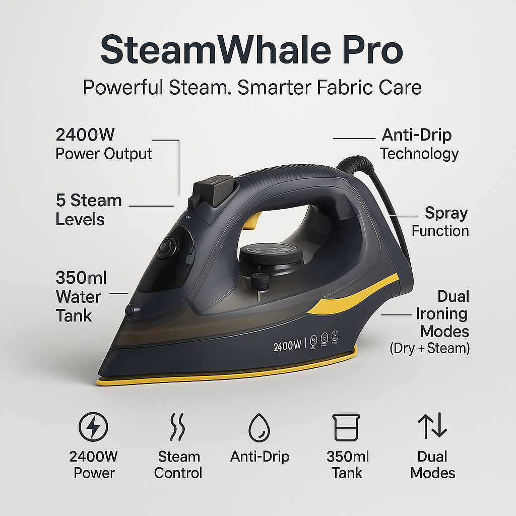 SteamWhale Pro – 2400W Anti-Drip Steam Iron
