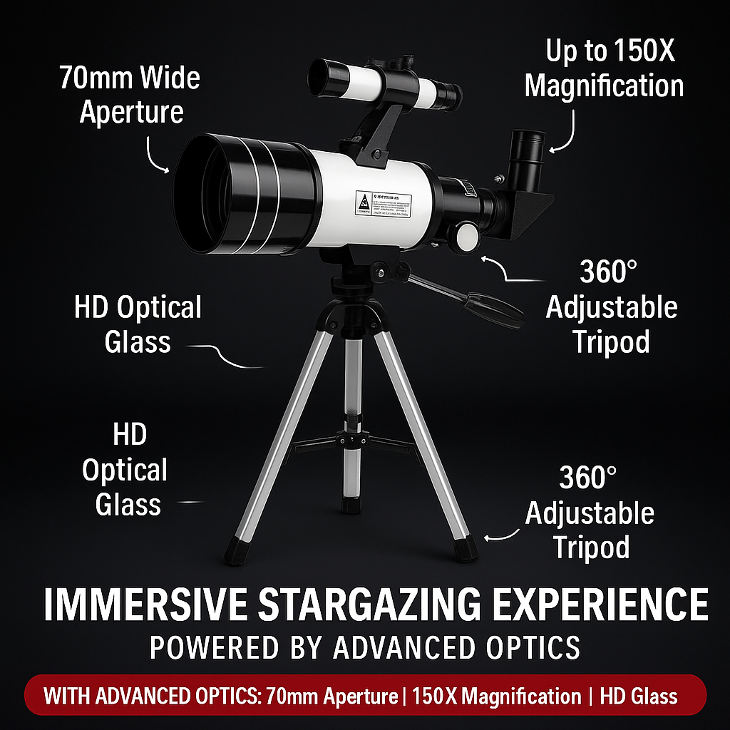 StellarView Pro – 150X HD Astronomical Telescope with Tripod
