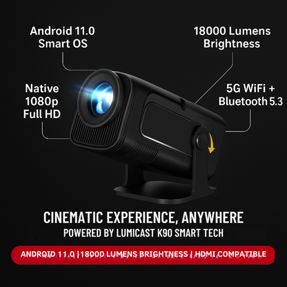 LumiCast K90 Smart Projector – Full HD 1080p with Android Support