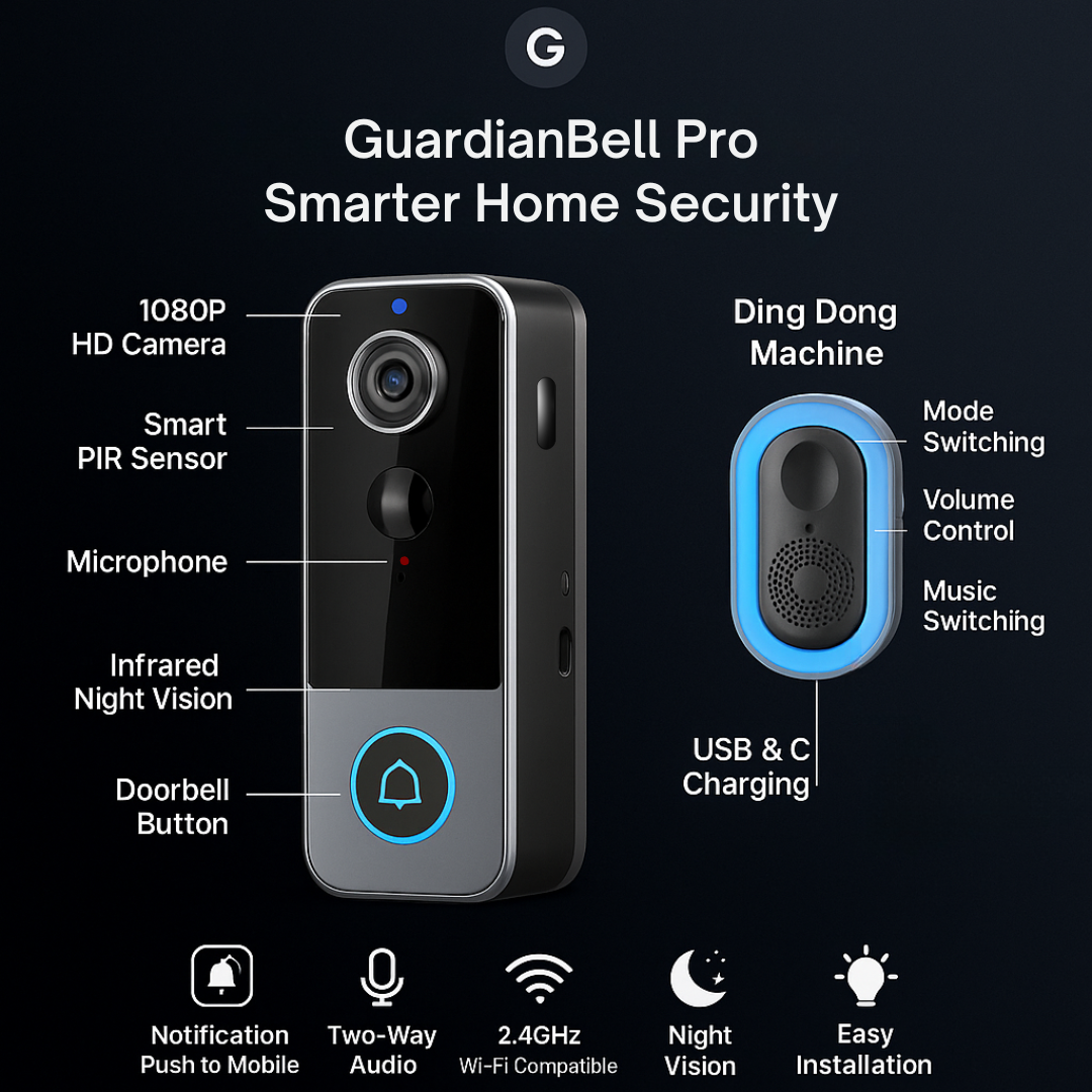GuardianBell Pro AI Night Vision Doorbell