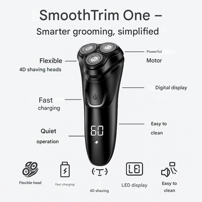 SmoothTrim One – 4D Electric Shaver with Pop-Up Trimmer