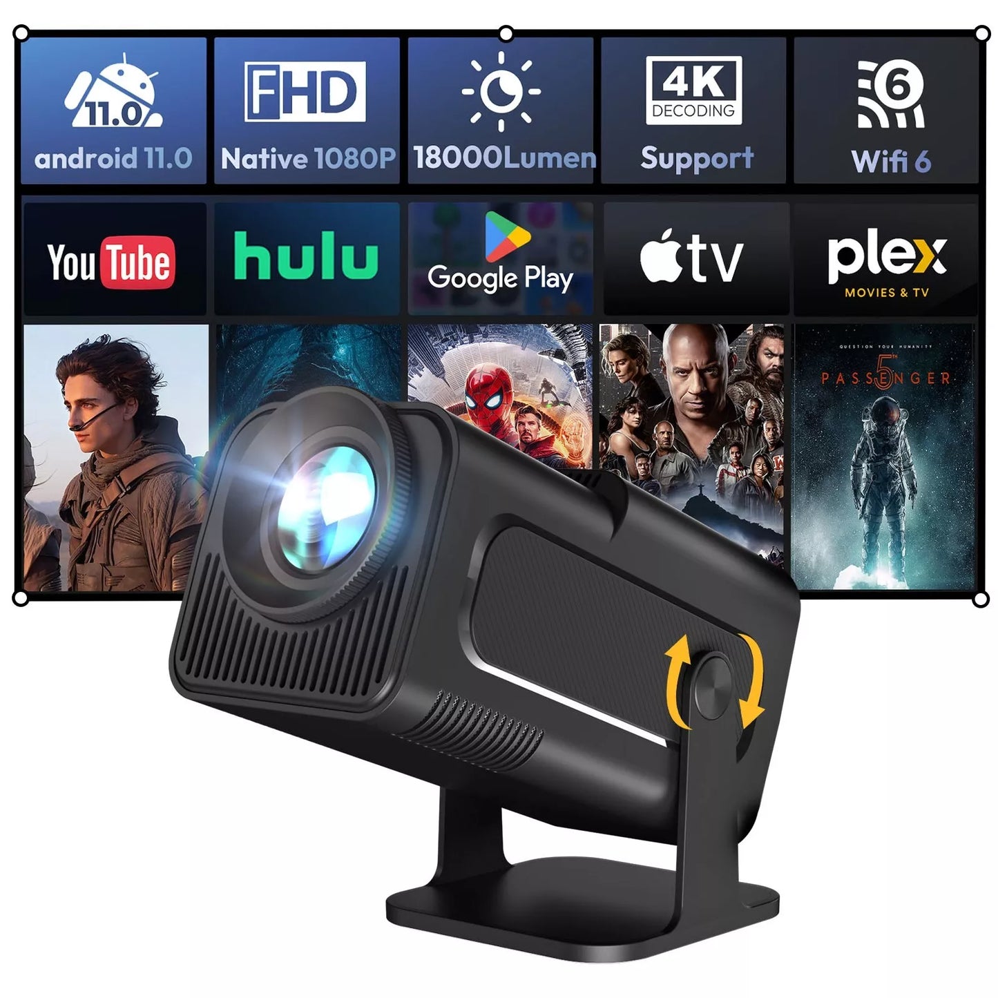 LumiCast K90 Smart Projector – Full HD 1080p with Android Support